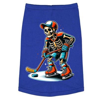 Skeleton Ice Hockey Halloween Pumpkin Hockey Funny Gift Doggie Tank