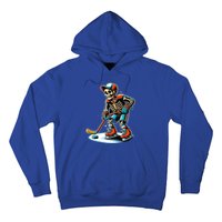 Skeleton Ice Hockey Halloween Pumpkin Hockey Funny Gift Hoodie