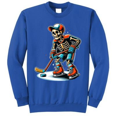 Skeleton Ice Hockey Halloween Pumpkin Hockey Funny Gift Sweatshirt