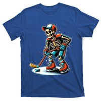 Skeleton Ice Hockey Halloween Pumpkin Hockey Funny Gift T-Shirt