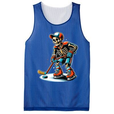 Skeleton Ice Hockey Halloween Pumpkin Hockey Funny Gift Mesh Reversible Basketball Jersey Tank