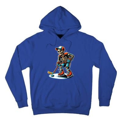 Skeleton Ice Hockey Halloween Pumpkin Hockey Funny Gift Tall Hoodie