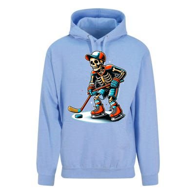 Skeleton Ice Hockey Halloween Pumpkin Hockey Funny Gift Unisex Surf Hoodie