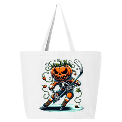 Skeleton Ice Hockey Halloween Pumpkin Hockey Gift 25L Jumbo Tote