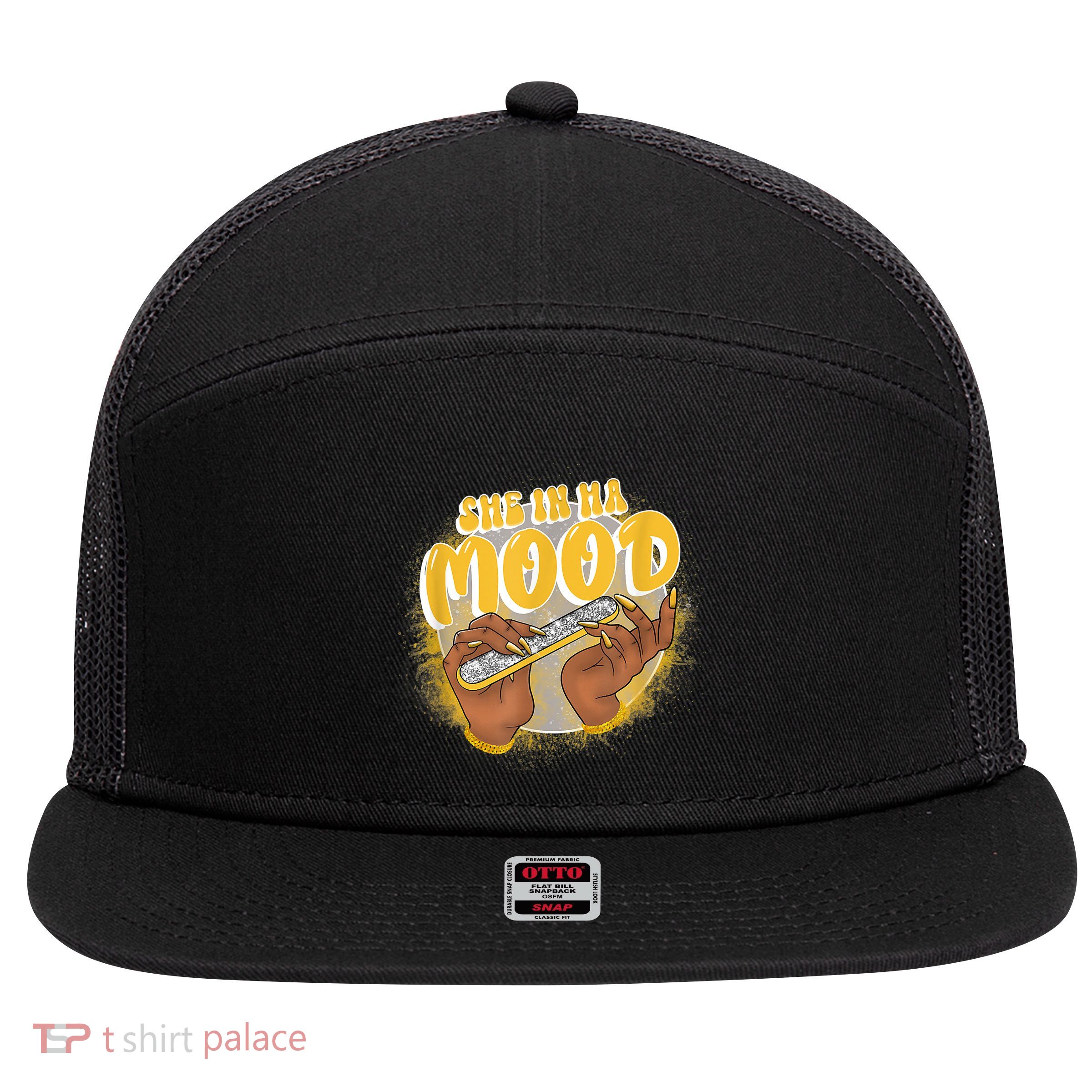 She In Ha Mood Yellow Snakeskin 11s Matching 7 Panel Mesh Trucker Snapback Hat