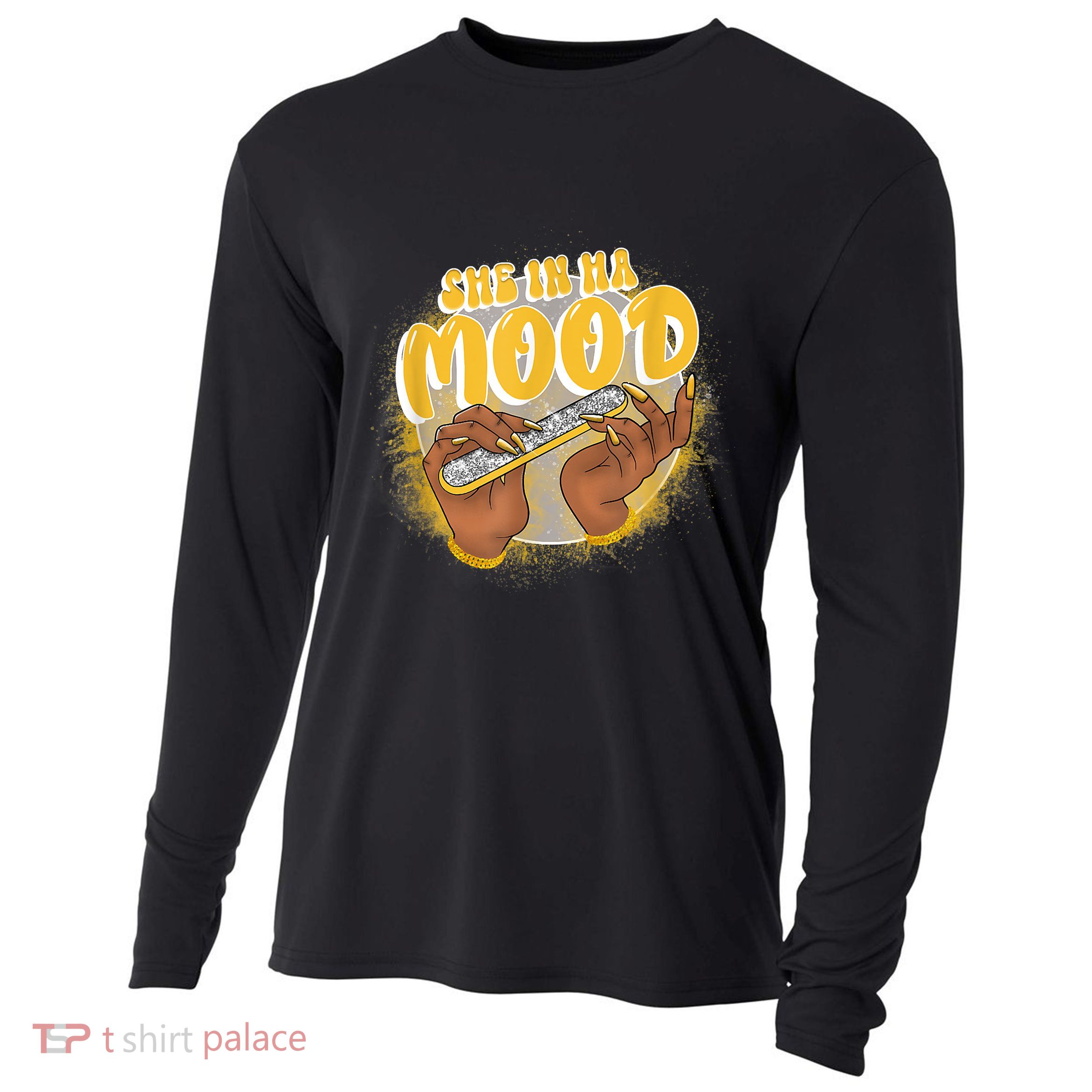 She In Ha Mood Yellow Snakeskin 11s Matching Cooling Performance Long Sleeve Crew