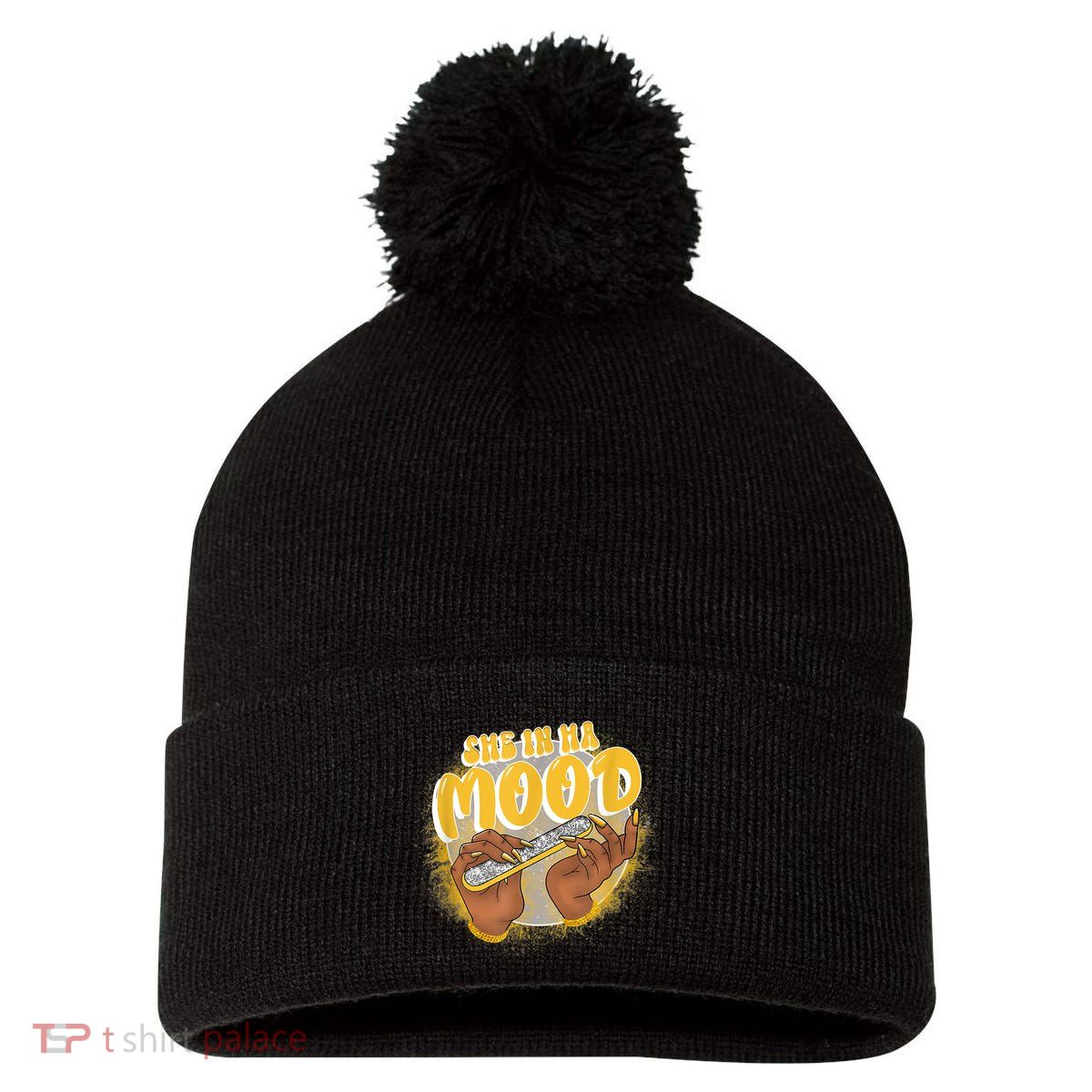 She In Ha Mood Yellow Snakeskin 11s Matching Pom Pom 12in Knit Beanie