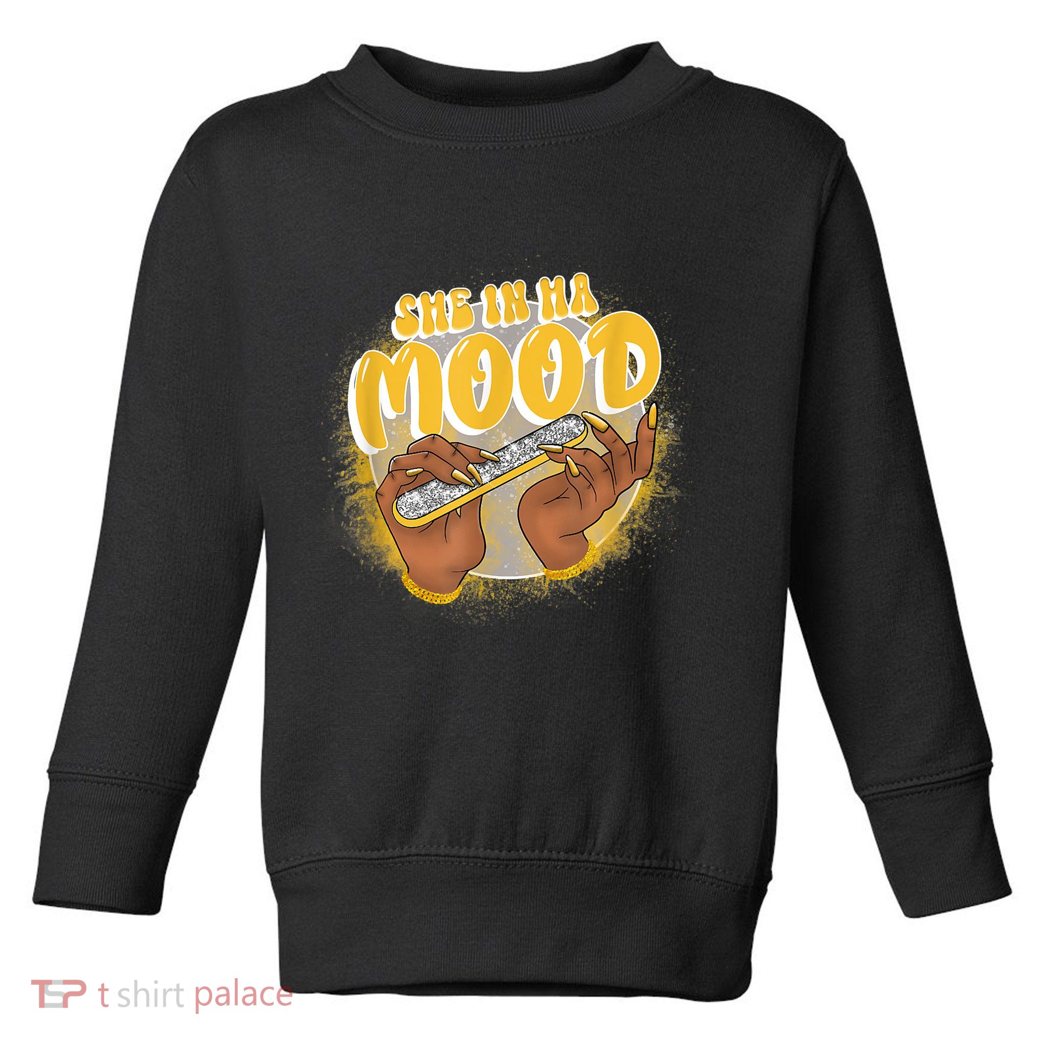 She In Ha Mood Yellow Snakeskin 11s Matching Toddler Sweatshirt