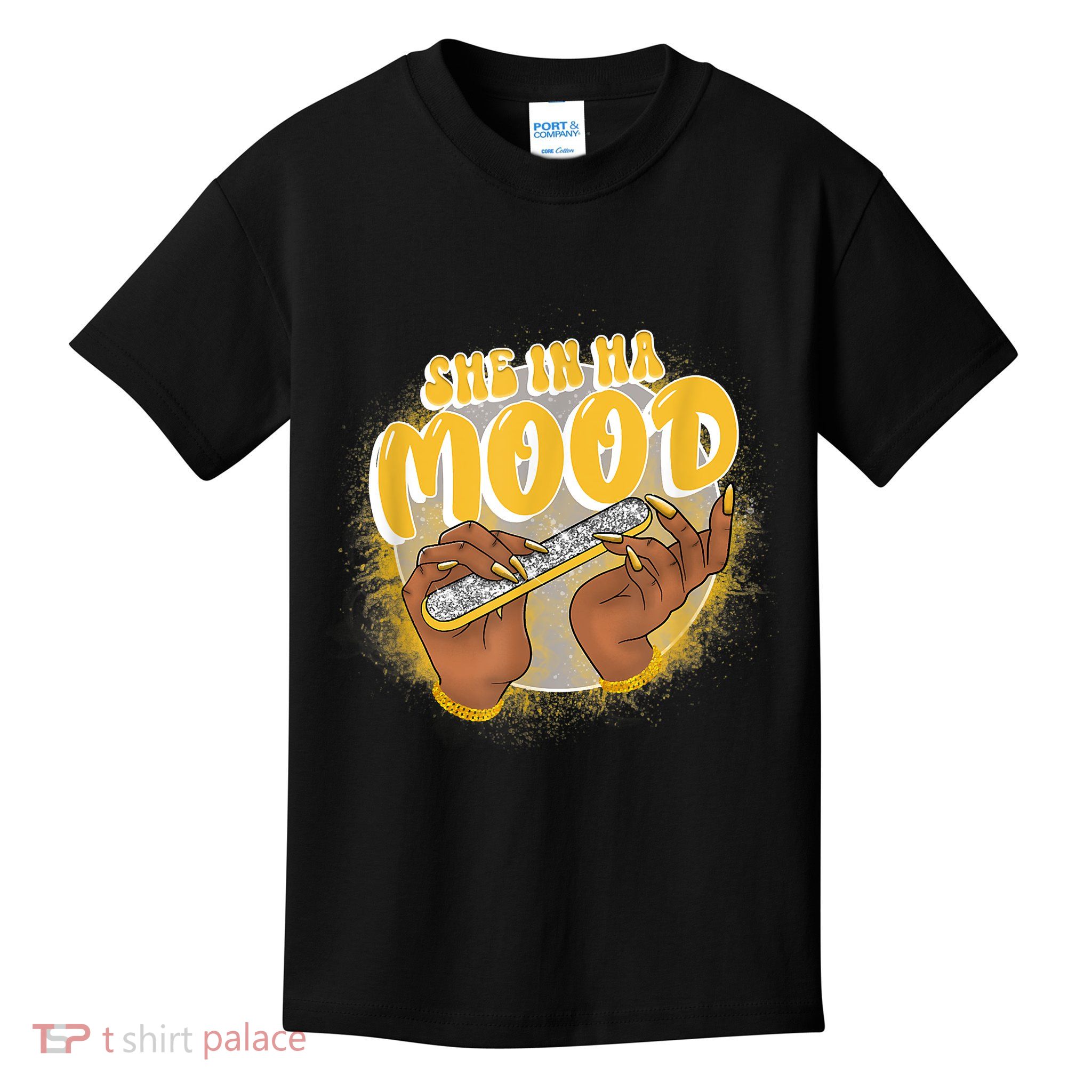 She In Ha Mood Yellow Snakeskin 11s Matching Kids T-Shirt
