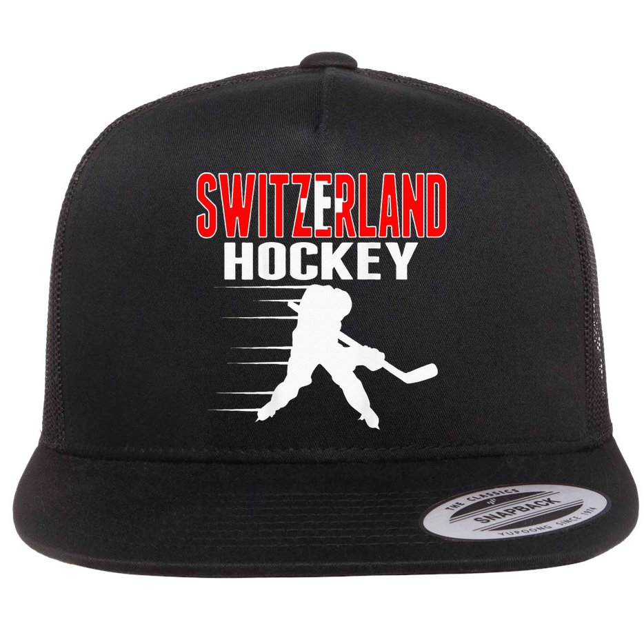 Switzerland Ice Hockey Fans Jersey Support Swiss Hockey Team Flat Bill Trucker Hat
