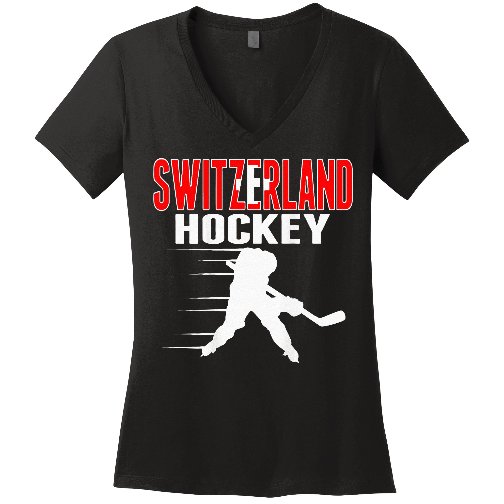 Switzerland Ice Hockey Fans Jersey Support Swiss Hockey Team Women's V-Neck T-Shirt