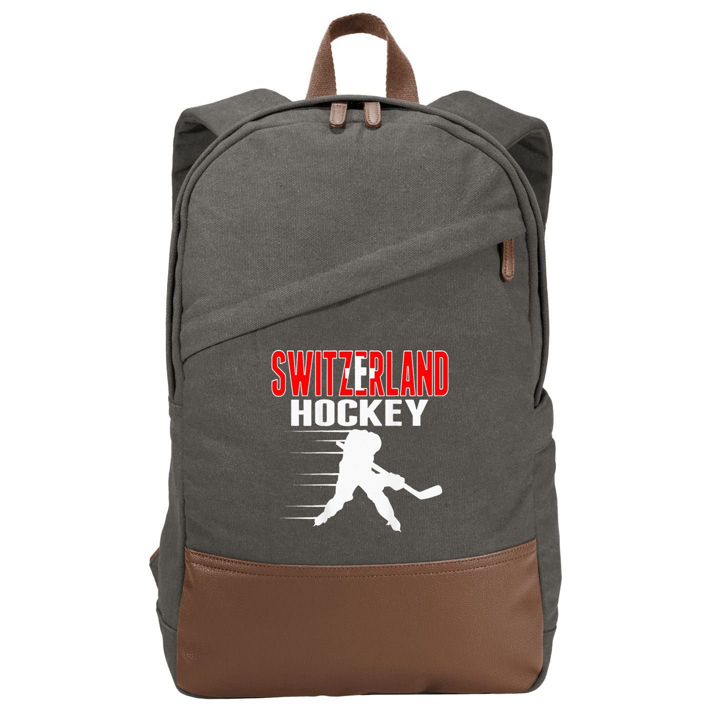 Switzerland Ice Hockey Fans Jersey Support Swiss Hockey Team Cotton Canvas Backpack