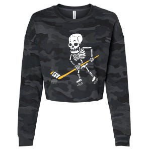 Skeleton Ice Hockey Halloween Costume Spor Boy Cropped Pullover Crew