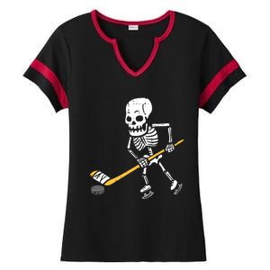 Skeleton Ice Hockey Halloween Costume Spor Boy Ladies Halftime Notch Neck Tee