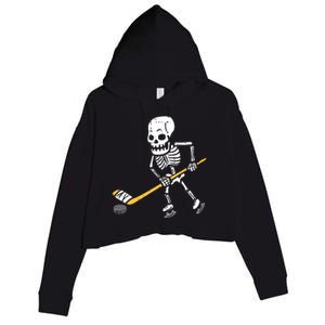 Skeleton Ice Hockey Halloween Costume Spor Boy Crop Fleece Hoodie