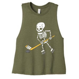 Skeleton Ice Hockey Halloween Costume Spor Boy Women's Racerback Cropped Tank