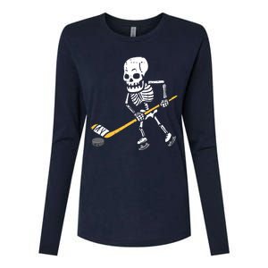 Skeleton Ice Hockey Halloween Costume Spor Boy Womens Cotton Relaxed Long Sleeve T-Shirt