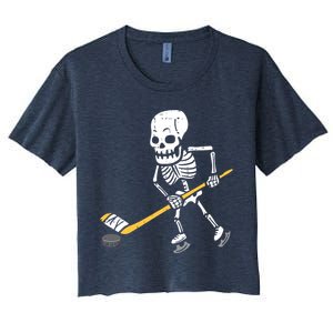 Skeleton Ice Hockey Halloween Costume Spor Boy Women's Crop Top Tee