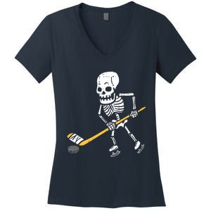 Skeleton Ice Hockey Halloween Costume Spor Boy Women's V-Neck T-Shirt