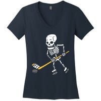 Skeleton Ice Hockey Halloween Costume Spor Boy Women's V-Neck T-Shirt