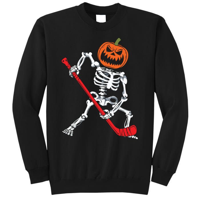 Skeleton Ice Hockey Halloween Pumpkin Hockey Boy Sweatshirt