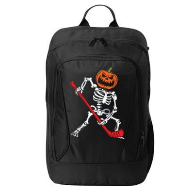 Skeleton Ice Hockey Halloween Pumpkin Hockey Boy City Backpack