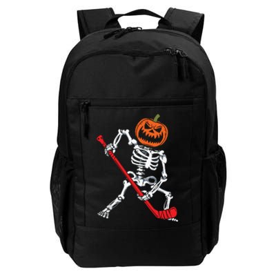 Skeleton Ice Hockey Halloween Pumpkin Hockey Boy Daily Commute Backpack