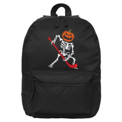 Skeleton Ice Hockey Halloween Pumpkin Hockey Boy 16 in Basic Backpack