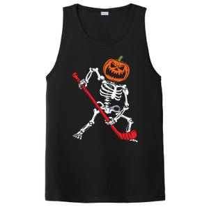 Skeleton Ice Hockey Halloween Pumpkin Hockey Boy PosiCharge Competitor Tank