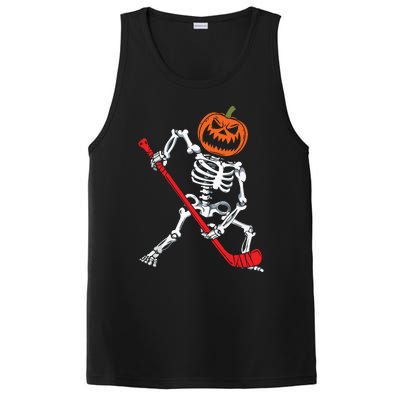 Skeleton Ice Hockey Halloween Pumpkin Hockey Boy PosiCharge Competitor Tank