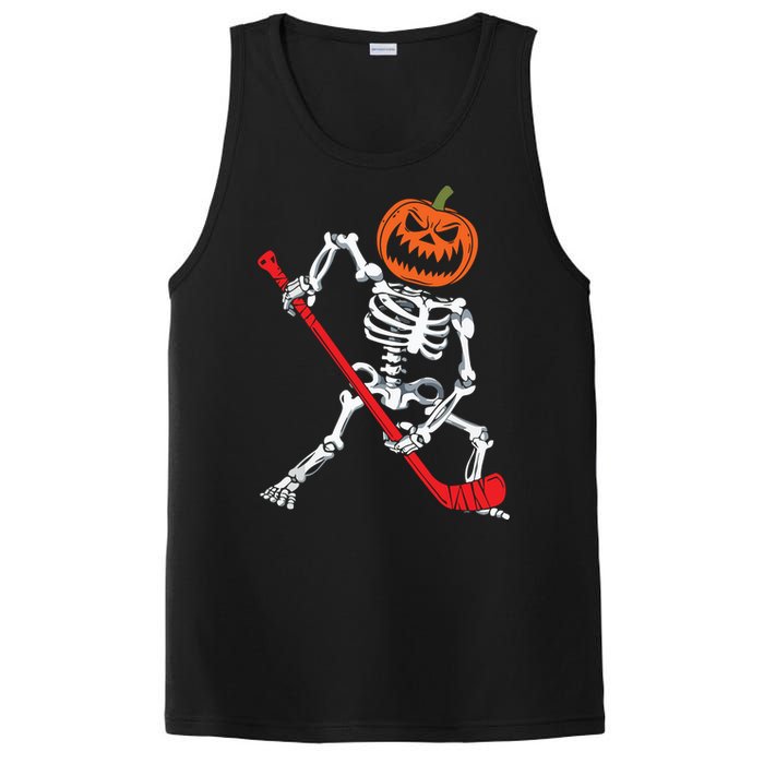 Skeleton Ice Hockey Halloween Pumpkin Hockey Boy PosiCharge Competitor Tank