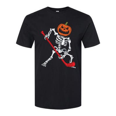 Skeleton Ice Hockey Halloween Pumpkin Hockey Boy Softstyle CVC T-Shirt