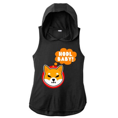 Shiba Inu Hodl Baby Ladies PosiCharge Tri-Blend Wicking Draft Hoodie Tank