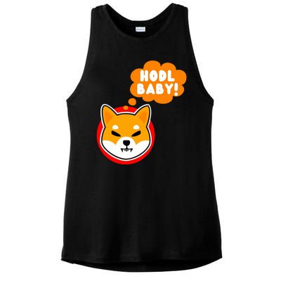 Shiba Inu Hodl Baby Ladies PosiCharge Tri-Blend Wicking Tank