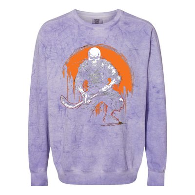 Skeleton Ice Hockey T Ee Halloween Funny Skull Gifts Graphic Colorblast Crewneck Sweatshirt