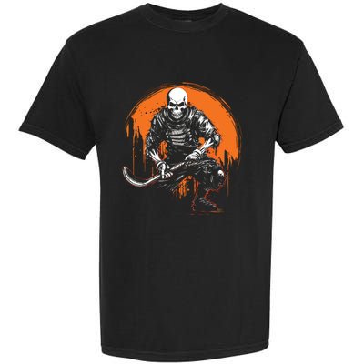 Skeleton Ice Hockey T Ee Halloween Funny Skull Gifts Graphic Garment-Dyed Heavyweight T-Shirt