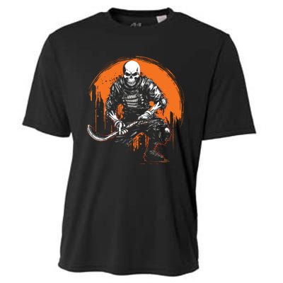 Skeleton Ice Hockey T Ee Halloween Funny Skull Gifts Graphic Cooling Performance Crew T-Shirt