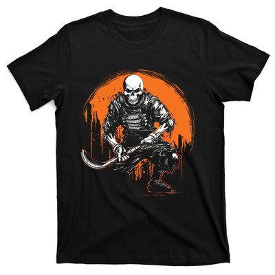 Skeleton Ice Hockey T Ee Halloween Funny Skull Gifts Graphic T-Shirt