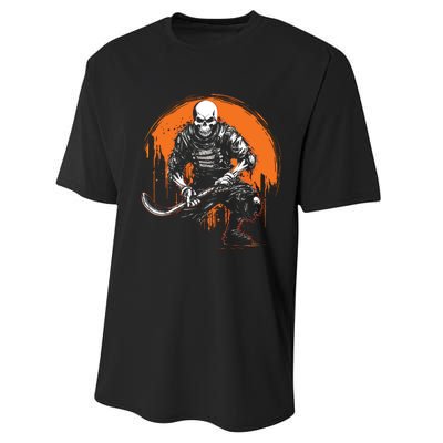 Skeleton Ice Hockey T Ee Halloween Funny Skull Gifts Graphic Performance Sprint T-Shirt