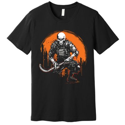 Skeleton Ice Hockey T Ee Halloween Funny Skull Gifts Graphic Premium T-Shirt