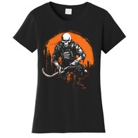 Skeleton Ice Hockey T Ee Halloween Funny Skull Gifts Graphic Women's T-Shirt