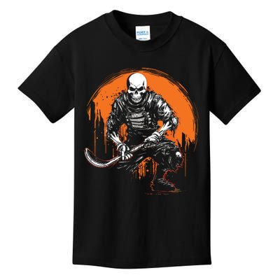 Skeleton Ice Hockey T Ee Halloween Funny Skull Gifts Graphic Kids T-Shirt