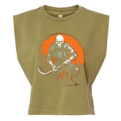 Skeleton Ice Hockey T Ee Halloween Funny Skull Gifts Graphic Garment-Dyed Women's Muscle Tee