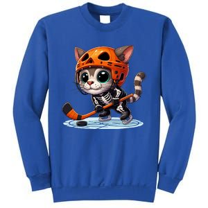 Skeleton Ice Hockey Pumpkin Cat Halloween Funny Gift Sweatshirt