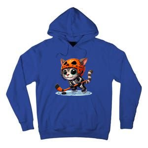 Skeleton Ice Hockey Pumpkin Cat Halloween Funny Gift Tall Hoodie