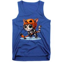 Skeleton Ice Hockey Pumpkin Cat Halloween Funny Gift Tank Top