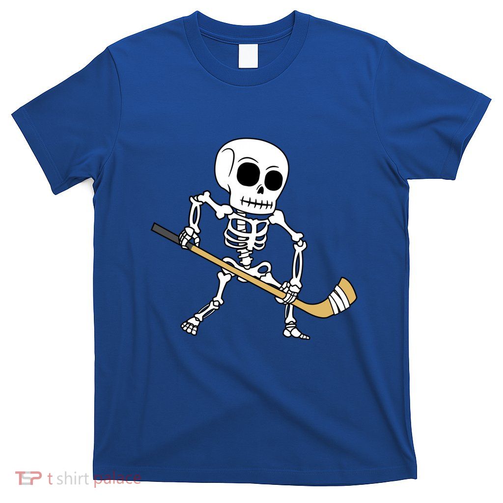 Skeleton Ice Hockey Stick Halloween Skater Game Easy Costume Gift T-Shirt