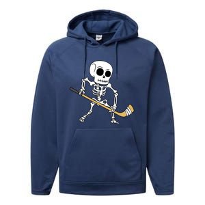 Skeleton Ice Hockey Stick Halloween Skater Game Easy Costume Gift Performance Fleece Hoodie