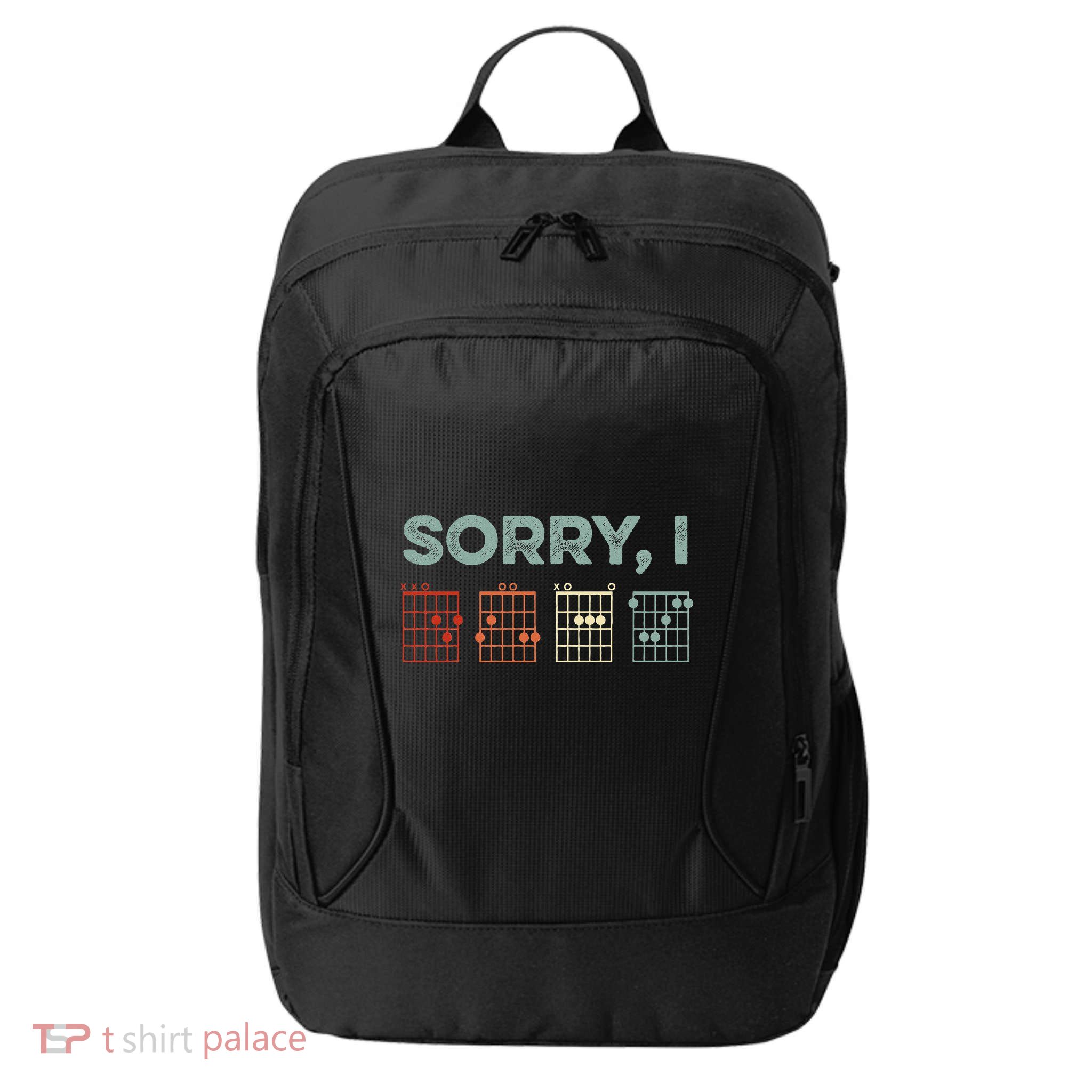Sorry IDGAF Hidden Message Guitar Chords Music Note City Backpack