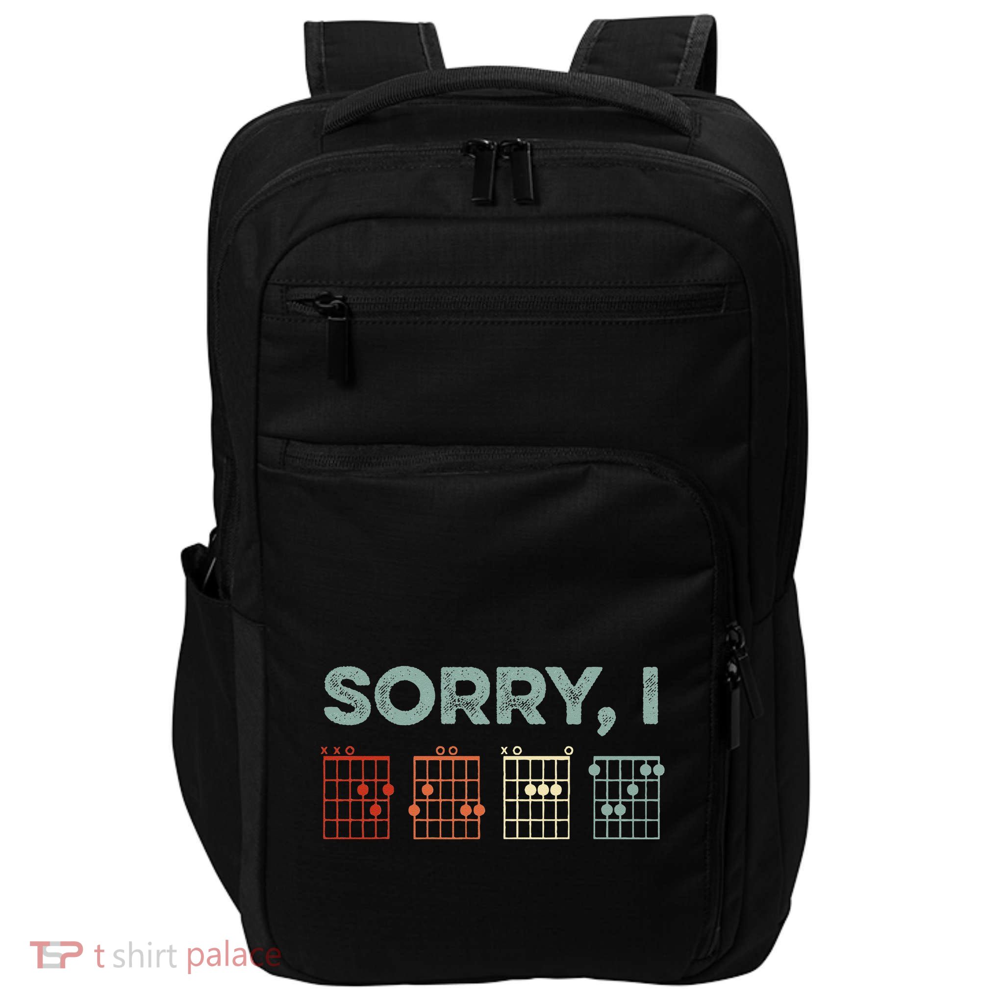 Sorry IDGAF Hidden Message Guitar Chords Music Note Impact Tech Backpack